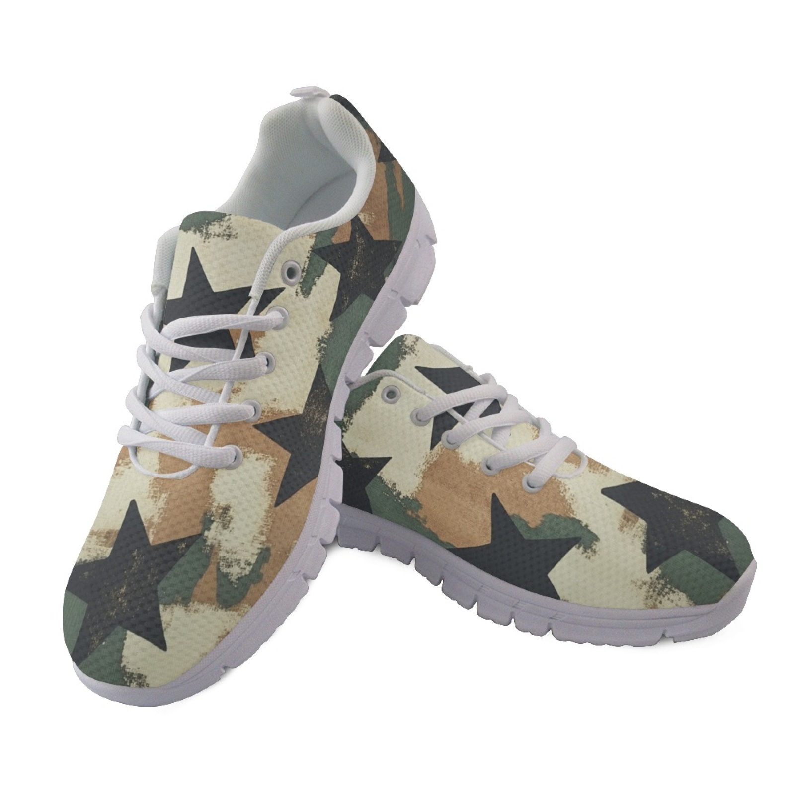 Breathable Mesh Athletic Shoes - Coloranimal Vintage Star Print Damen Atmungsaktive